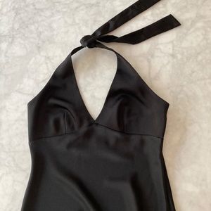 BCBGMaxAzria Black Halter Maxi Evening Dress